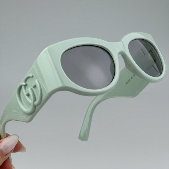 Gucci GG1544S 003 BRAND NEW Sunglasses Green Grey Unisex Oval - Picture 2 of 11